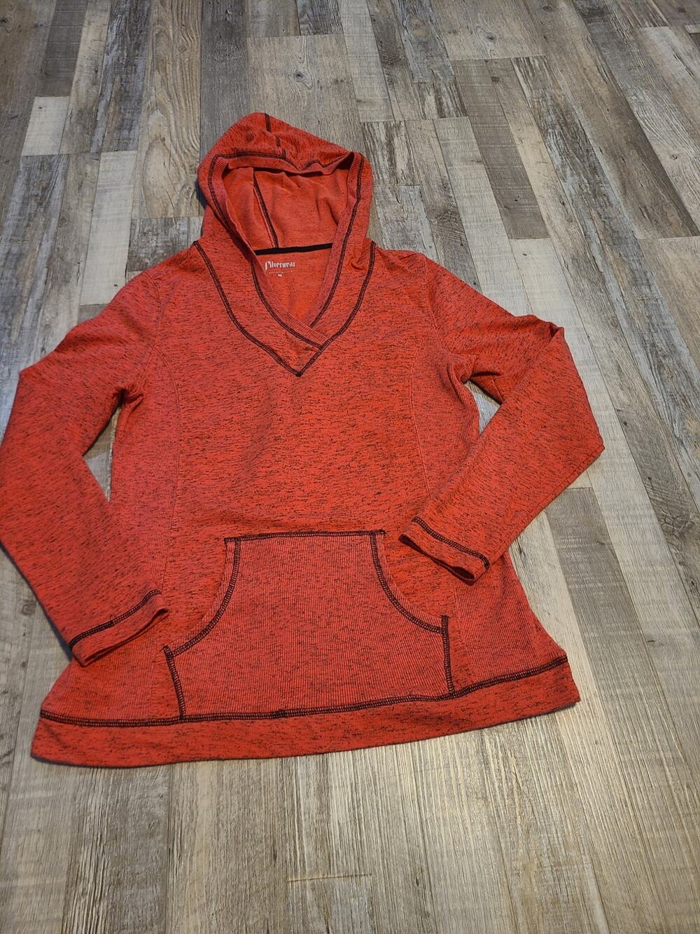Silverwear medium womens vneck static orange hooded sweater